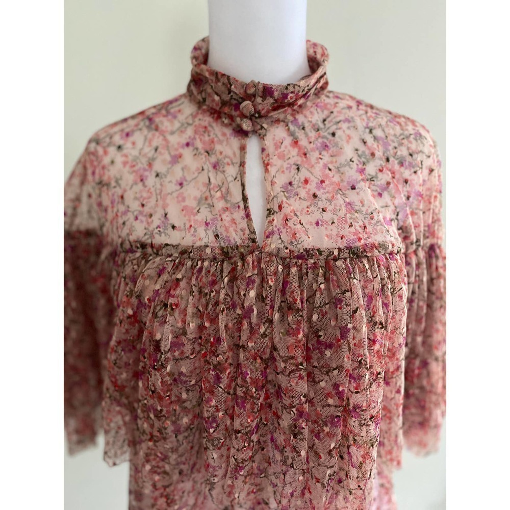 byTimo Floral Sheer Ruffled Top - Picture 2 of 8